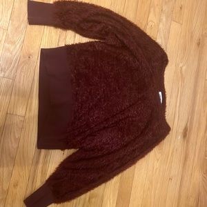 Marron fuzzy winter top